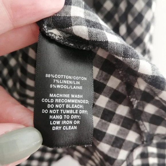 Lafayette 148 Gingham Plaid Cotton, Wool, Linen Button Up Blouse Small - Picture 12 of 15